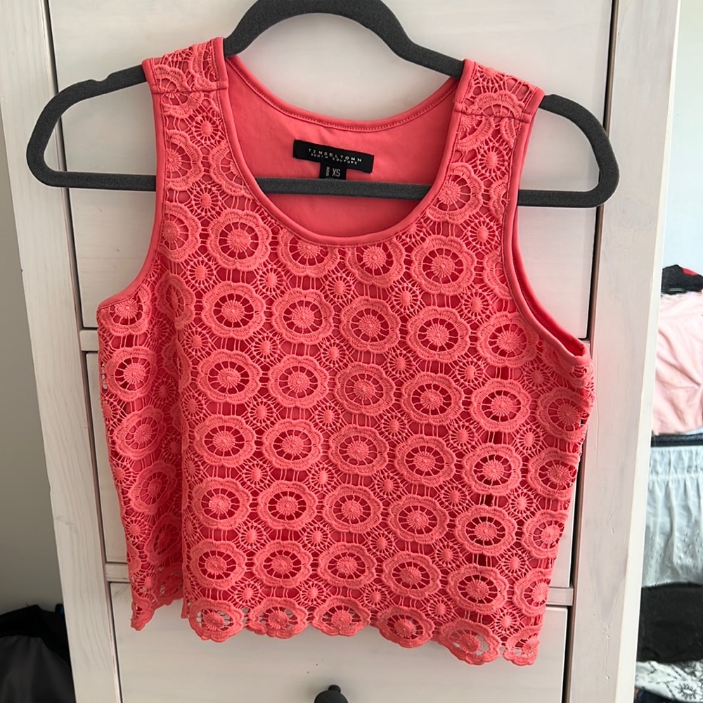 Slightly cropped pink lace top